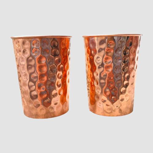 Wellness - Set of 2 Hammered Pure Copper Drinking Cups