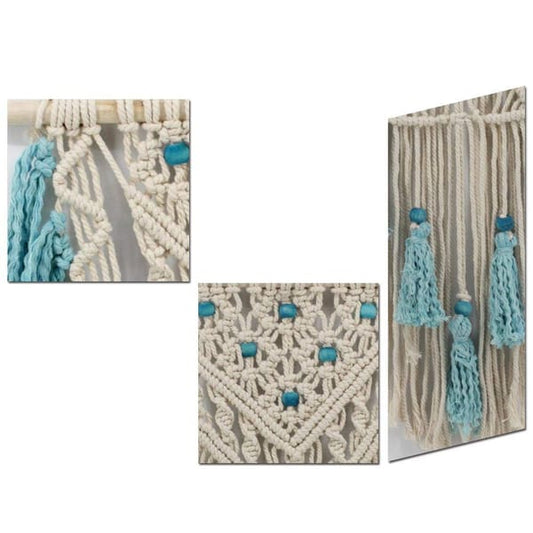 Decor - Aqua Blue Woven Tassel Wall Hanging