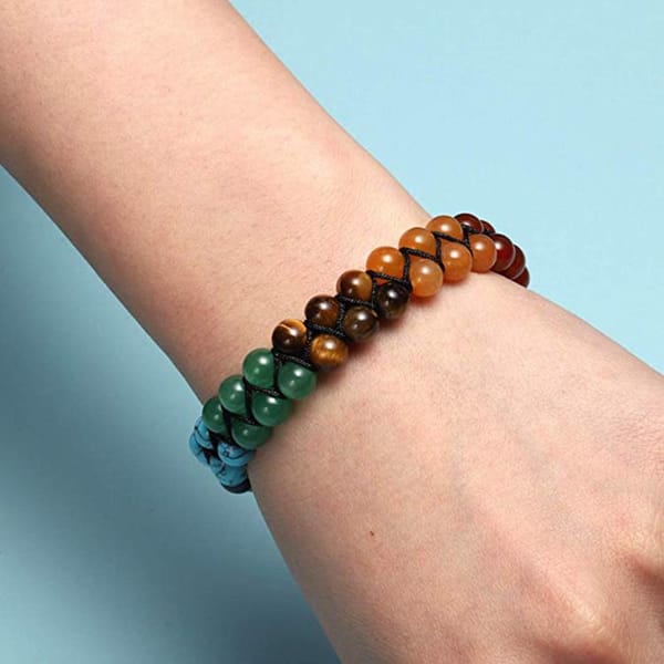 Crystals - 7 Chakra Beaded Bracelet with Tree of Life Charm