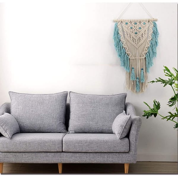 Decor - Aqua Blue Woven Tassel Wall Hanging