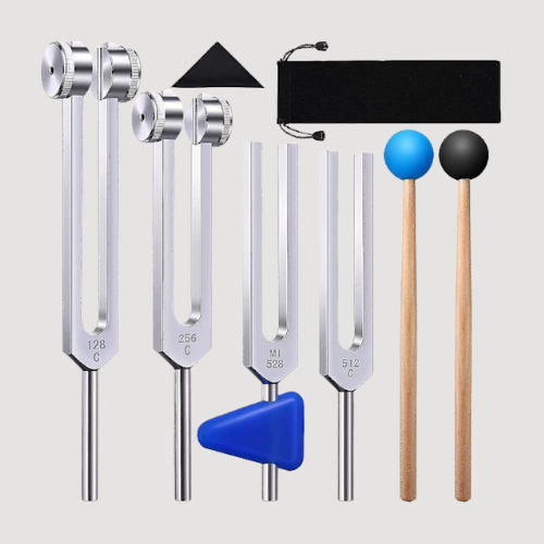 Wellness - Tuning Fork Set – 4 Pack with Hammer & Accessories