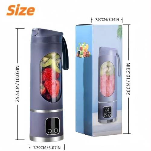 Wellness - Portable Digital Display Juicer & Smoothie Blender – 500ml USB Rechargeable