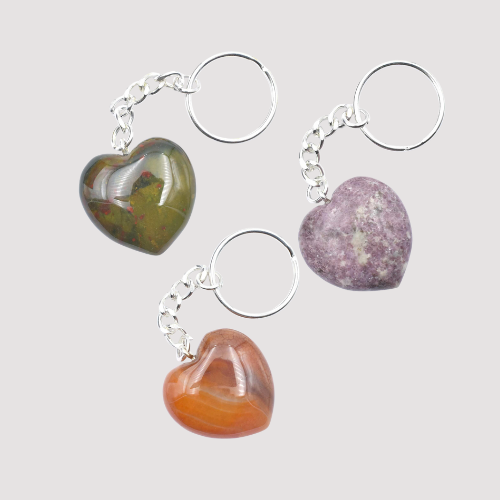 Crystal Heart Carving Keyrings