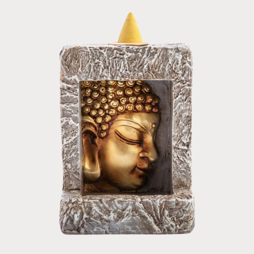 Stone Frame Buddha Backflow Incense Burner