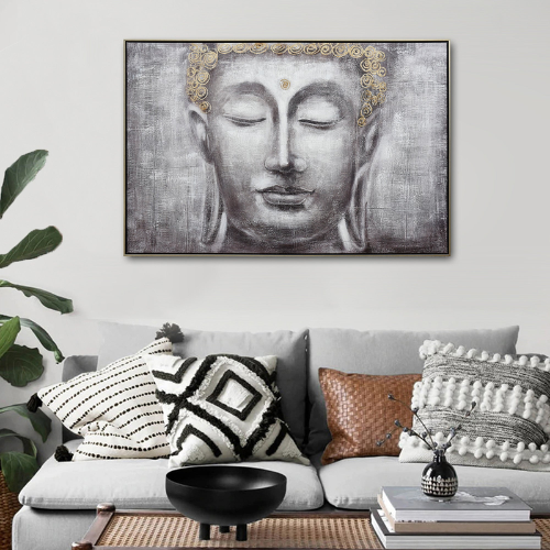 Ethereal Enlightenment Champagne Framed Canvas Wall Art - 120cm