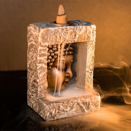 Stone Frame Buddha Backflow Incense Burner