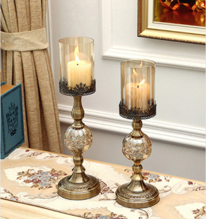 Decor - Glass Candle Holders - Set of 2