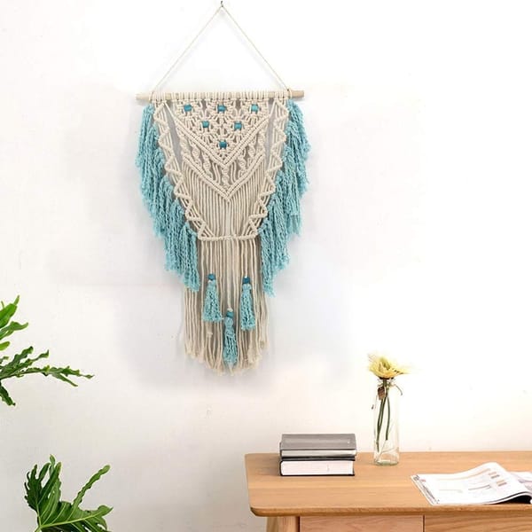 Decor - Aqua Blue Woven Tassel Wall Hanging