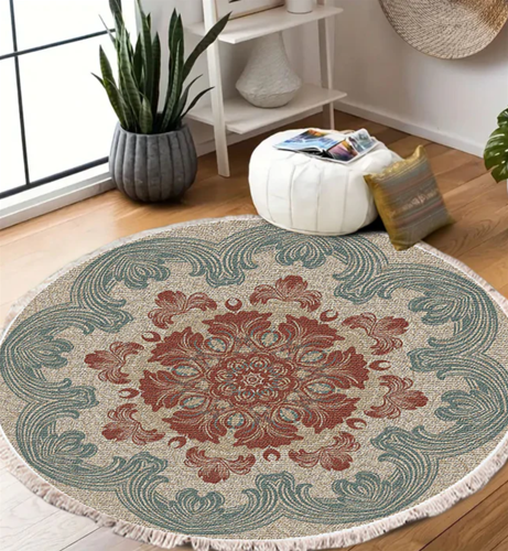 Boho Bliss Green Round Rug 90cm