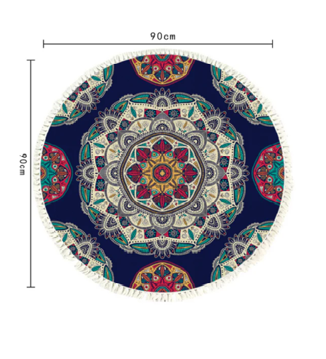 Boho Bliss Blue Round Rug 90cm