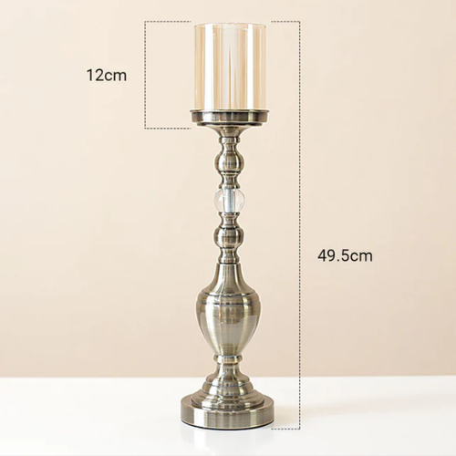 Glass and Iron Candle Holder - 49.5cm
