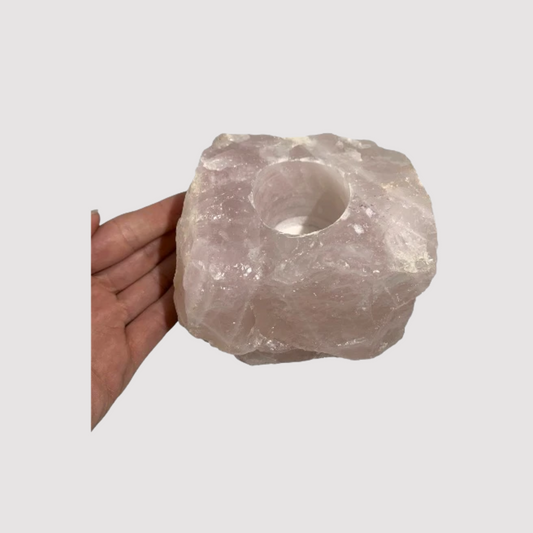 Rose Quartz Rough Tealight Holder